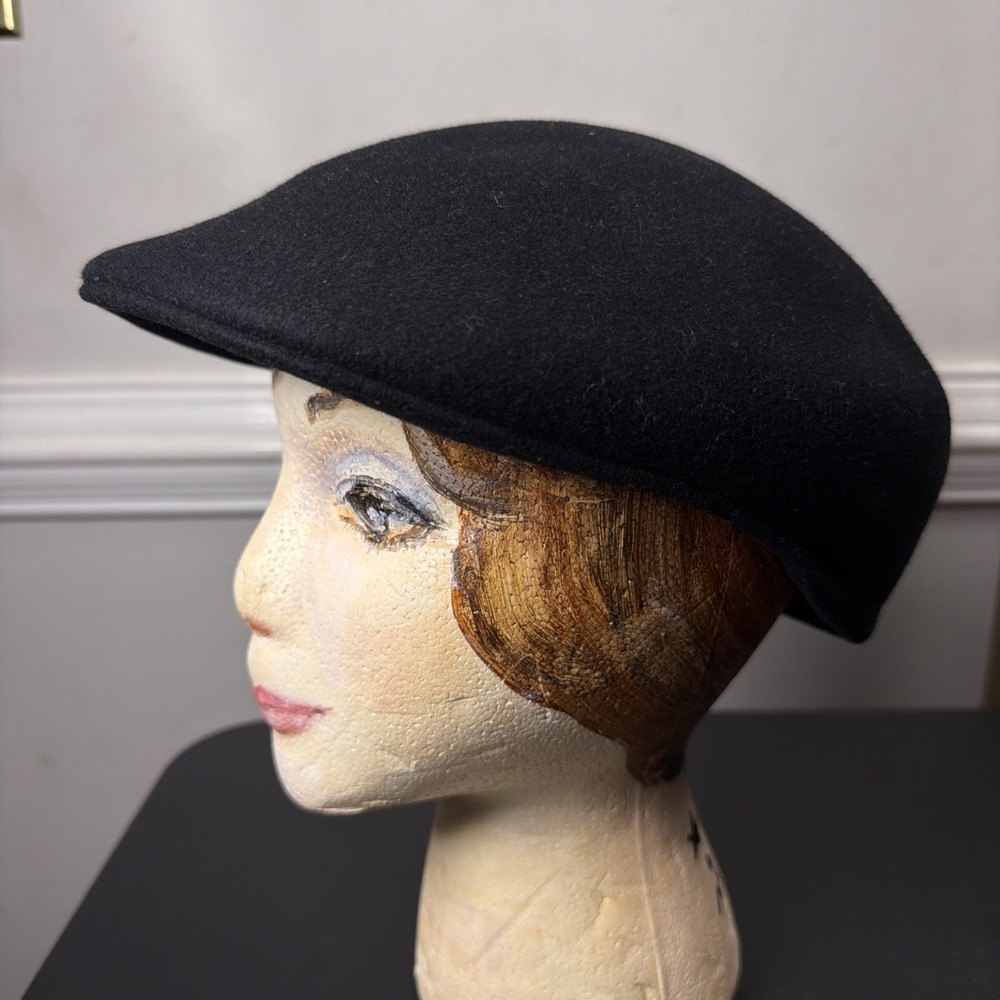 VTG Country Gentleman Flat Cap Black Four Seasons Felt Newsboy Hat XL